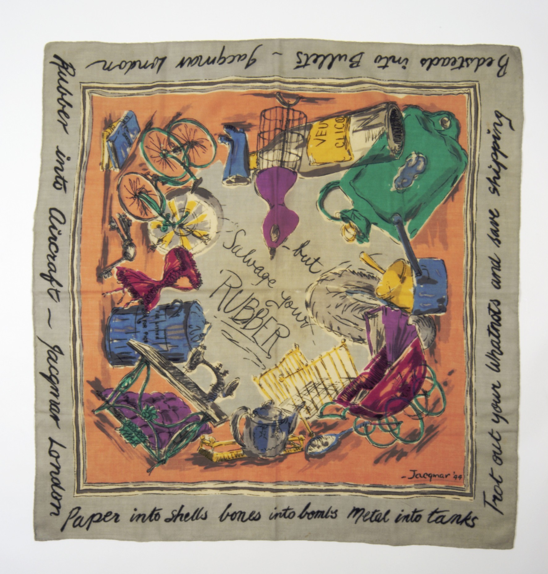 Jacqmar scarf, ‘Salvage Your Rubber’ (1940-1945) © IWM