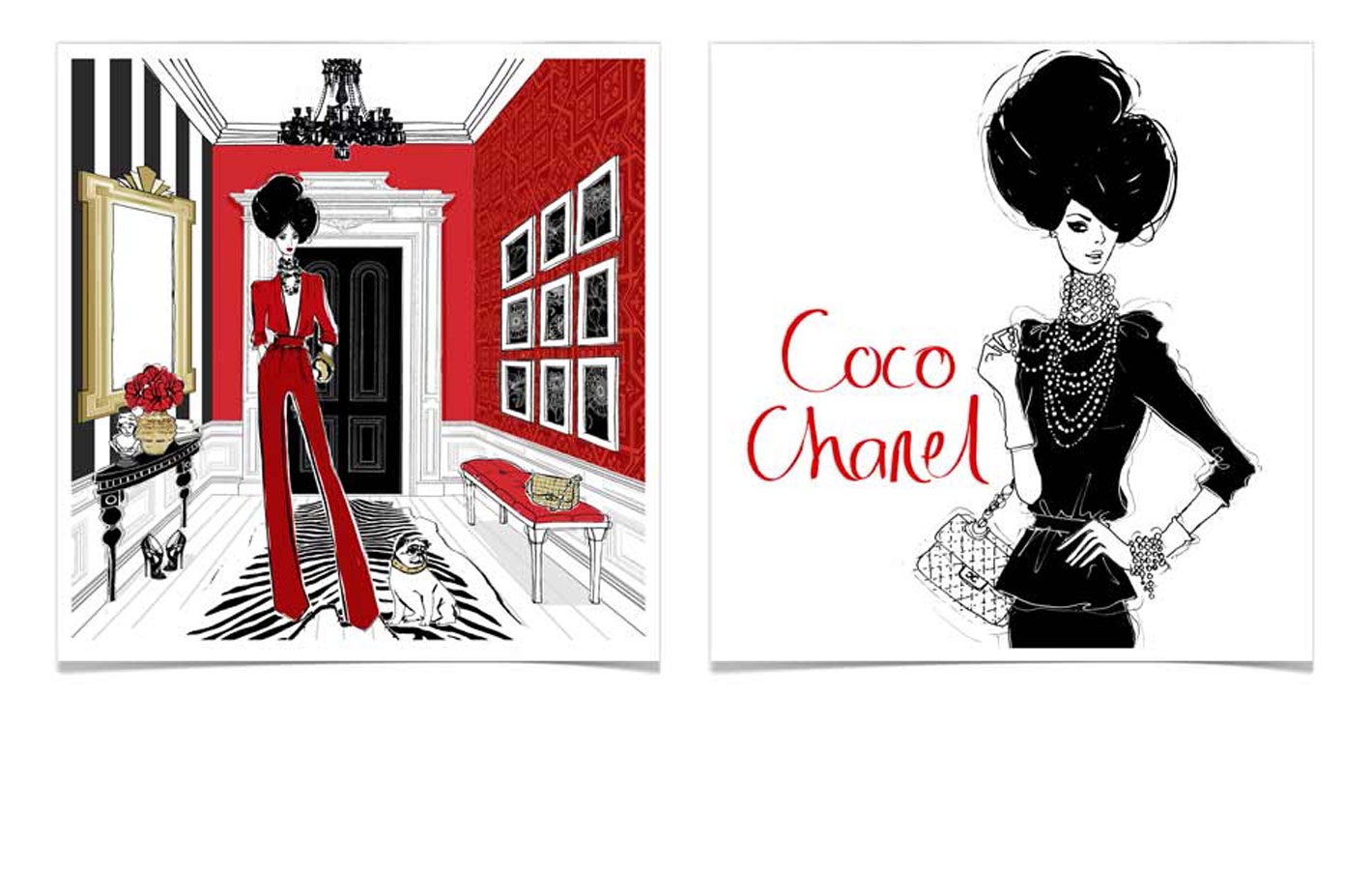 Коко Шанель фэшн иллюстрация