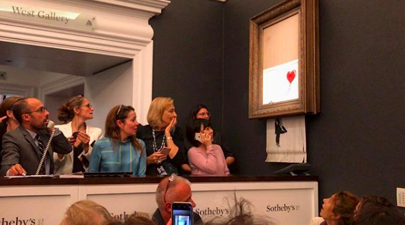 Obraz Banksy’ego został sprzedany za półtora miliona dolarów, a następnie uległ samozniszczeniu